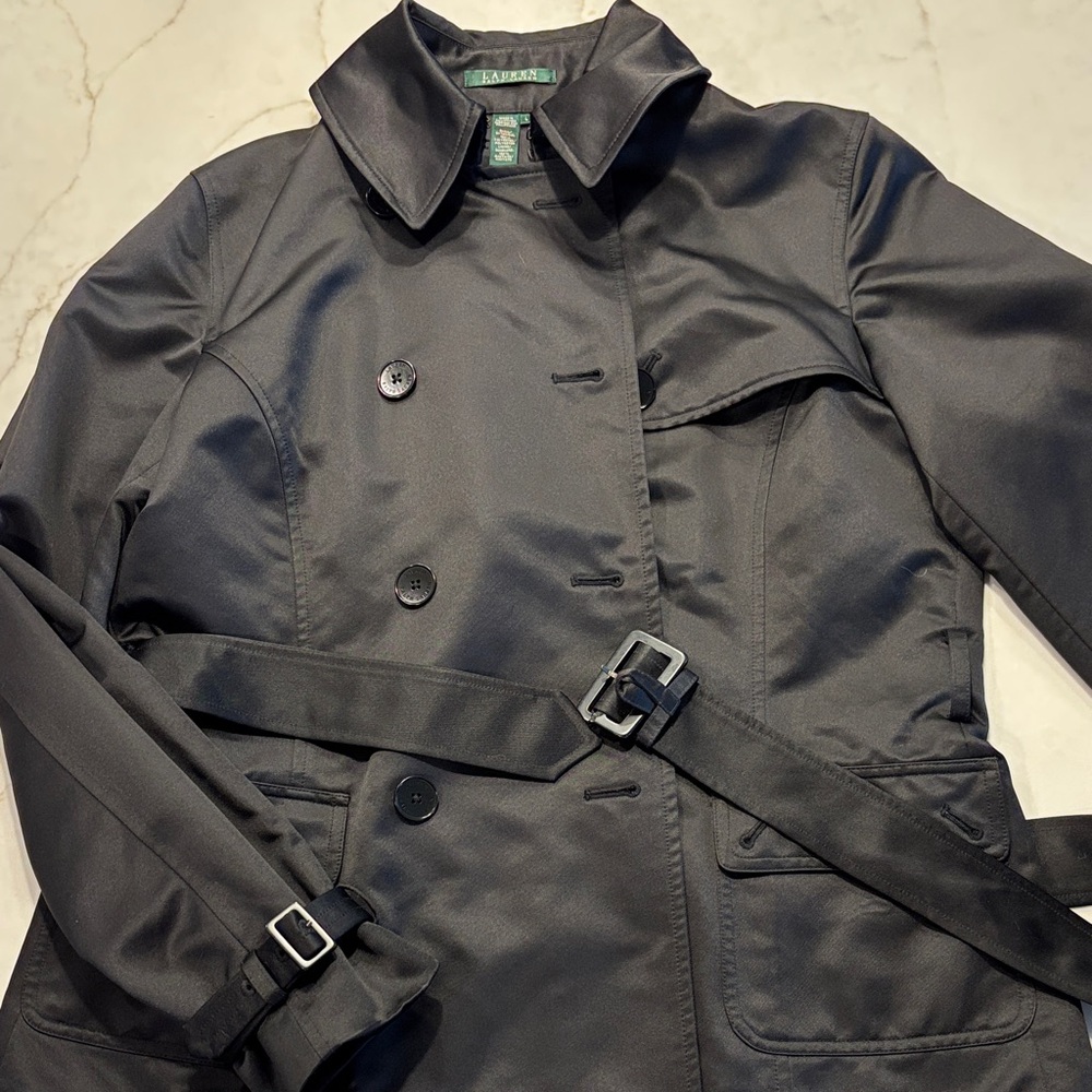Ralph Lauren Black Satin Pea Coat